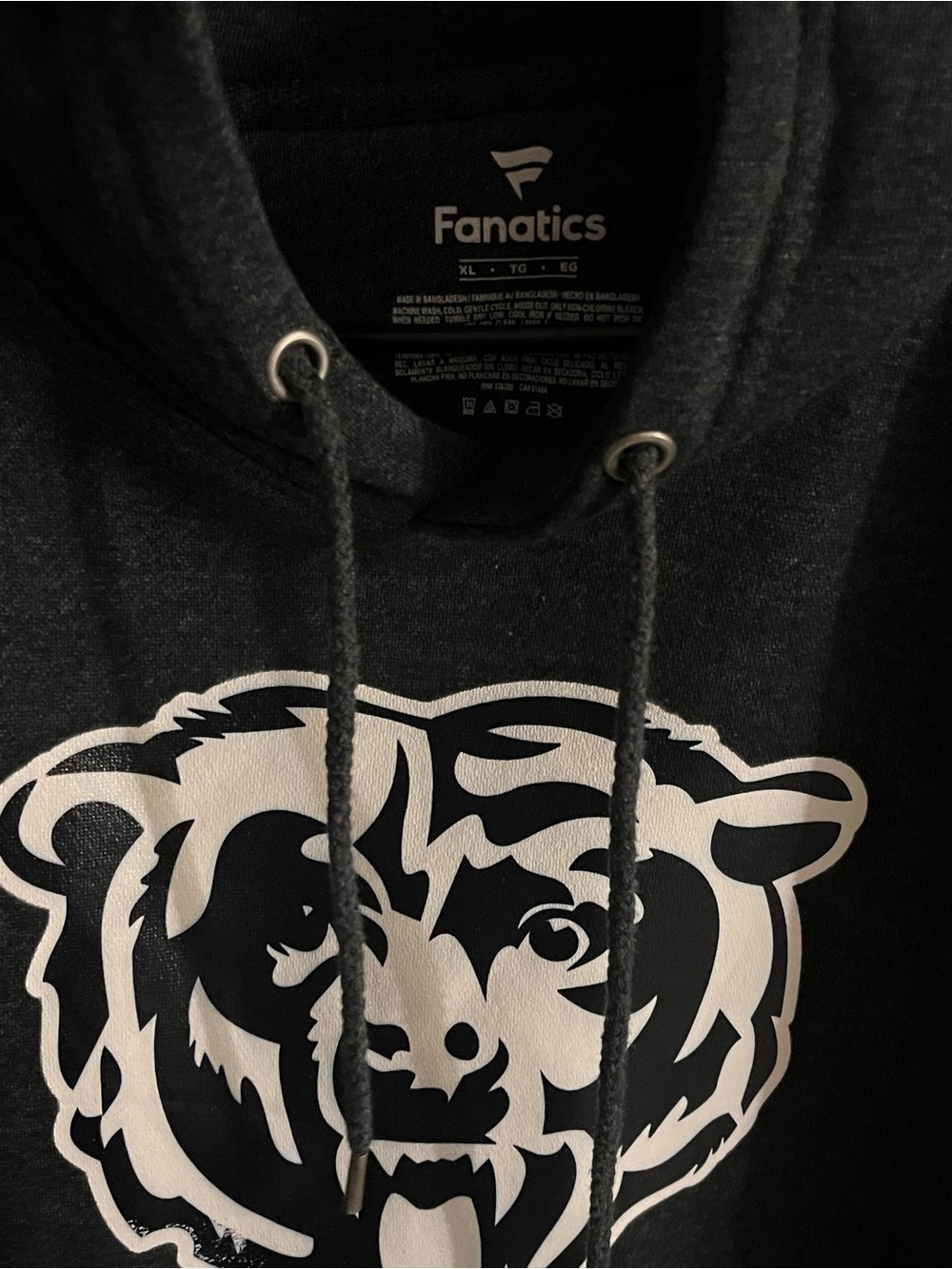 Chicago Bears Hoodie gray with white logo by Fanatics 🐻Large 🐻 NWOT